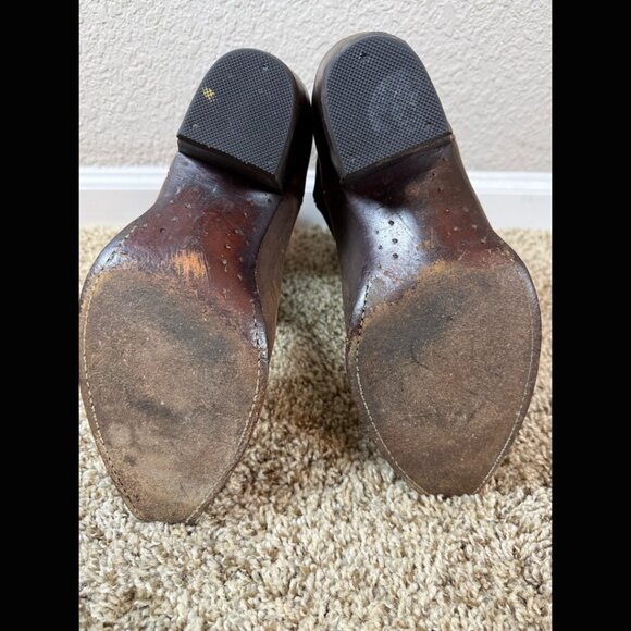 Juicy Couture Y2K Brown Cowboy Boots Leather Roses Western Cottagecore Charms 8M - Picture 7 of 8